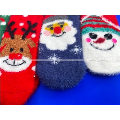 5 ПАР - AMIGOBS носки женские НОРКА "НОВОГОДНИЕ  ПУШИСТИКИ"