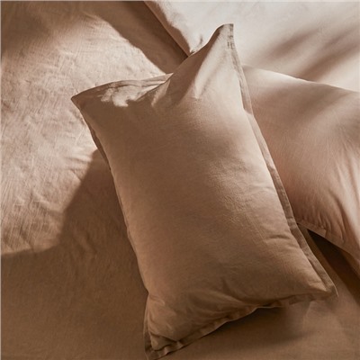 Простыня на резинке евро SL Home «Деним», 200×200+30 см, бежевая, жатый хлопок