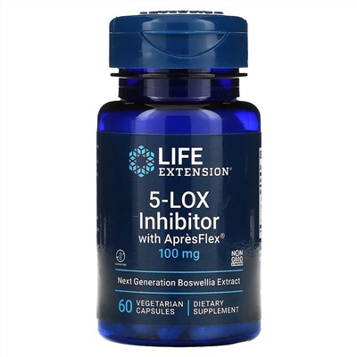 Life Extension, 5-LOX блокатор с ApresFlex, 100 мг, 60 вегетарианских капсул