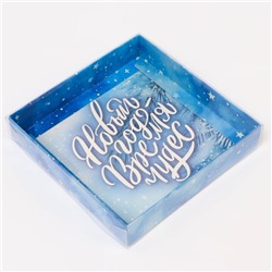 Коробка подарочная новогодняя с PVC крышкой «Новый год», 16×16×3 см