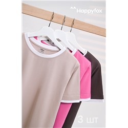 Женская базовая футболка из хлопка с кантом 3 шт. Happyfox