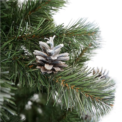 Ель искусственная "Амурская" зеленая заснеженная с шишками 1,5 м