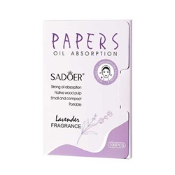 SADOER Матирующий салфетки против жирного блеска с ароматом лаванды, 100 шт.