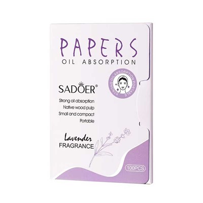 SADOER Матирующий салфетки против жирного блеска с ароматом лаванды, 100 шт.
