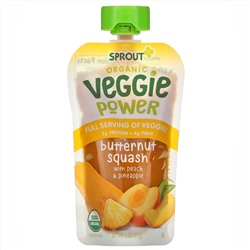 Sprout Organic, Veggie Power, Butternut Squash with Peach & Pineapple, 4 oz ( 113 g)
