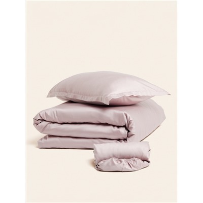 Простыня на резинке 2-спальная SL Home Tencel, 180×200+30 см, пудровая, тенсель