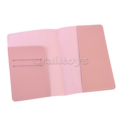 Обложка для паспорта "Casual" 10x14 см, искусственная кожа, отстрочка, 2 отделения для визиток, в пластиковом пакете с европодвесом, светло-розовый