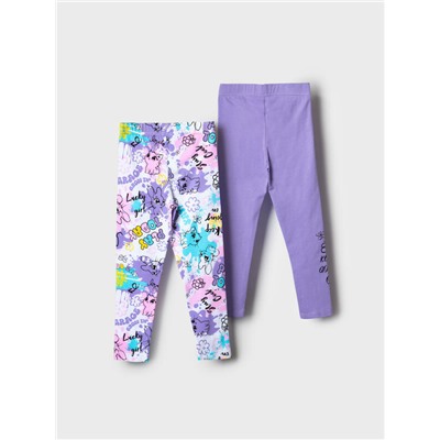 Брюки трикотажные для девочек (легинсы), 2 пары в комплекте