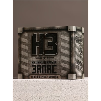 Подарочный набор косметики «Необходимый запас», гель для душа 250 мл и мочалка для тела, HARD LINE