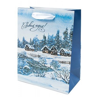 Пакет бумажный 18х23х10 см "Новый Год" с атлас.лент.,ламинированный NFYS 01 Stilerra