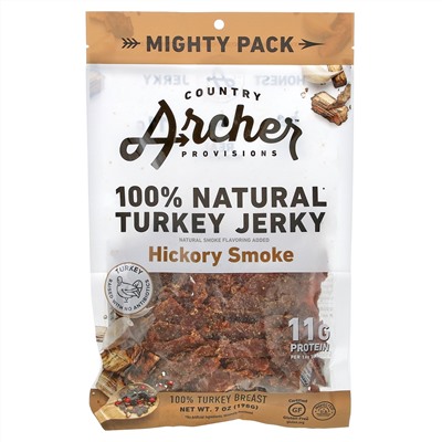 Country Archer Jerky, Turkey Jerky, Hickory Smoke,  7 oz (198 g)