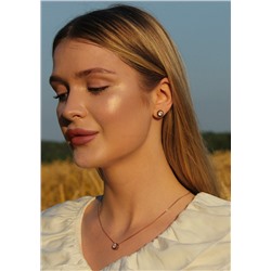 Серьги-пусеты из золочёного серебра с натуральным розовым кварцем, натуральной шпинелью и родированием 925 пробы С-3424зрс4211216