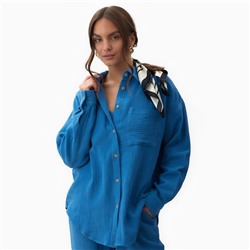 Рубашка женская оверсайз MIST Muslin, размер 44, синяя
