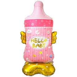 Шар 3D (61''/155 см) Фигура на подставке, Бутылочка для малышки, Розовый, 1 шт. в уп.