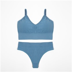 Комплект нижнего белья женский (топ, трусы) Collorista, синий, размер 42-44