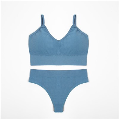 Комплект нижнего белья женский (топ, трусы) Collorista, синий, размер 42-44