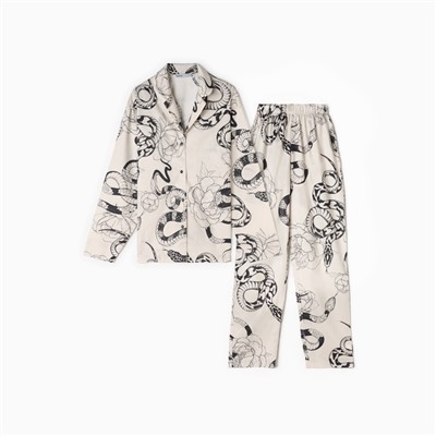 Пижама новогодняя женская KAFTAN «Змея», размер 44-46, бежевый