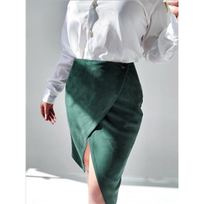 Юбка на запах замшевая 3202 (Зеленый)