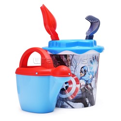 Набор MARVEL "Мстители" №6: ведро с наклейкой, ситечко "Солнышко", лопатка №5, грабельки №5, лейка №10