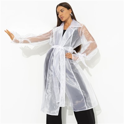 Кардиган из органзы, Разворот к счастью (белый, с поясом)