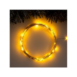 Гирлянда «Нить» 10 м роса, IP20, серебристая нить, 100 LED, свечение жёлтое, 12 В