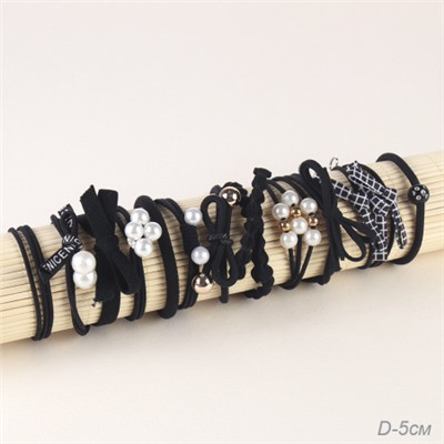 Резинка для волос набор 12 штук / YAN-21 /уп 1/черные