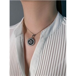 Подвеска Звезда Руси кулон славянский оберег с натуральным камнем чёрный агат чернёное серебро 925 пробы 4102017 Звезда Руси