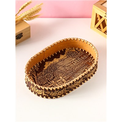 Сухарница овальная «Деревенька», 23.5×16×5×4.5 см, береста