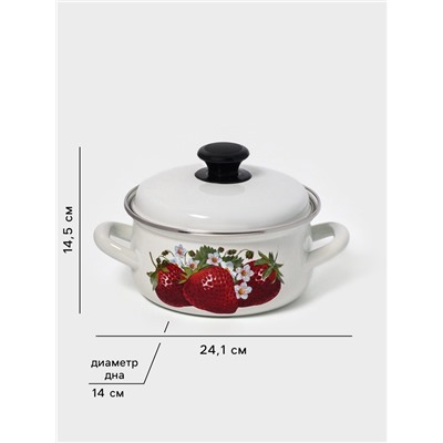 Кастрюля эмалированная, 1.5 л, d=18.3 см, белая