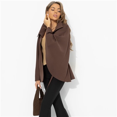 Жакет‑кейп на подкладе, Дикое притяжение (с поясом, брауни)