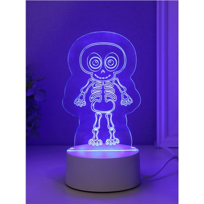 Светильник 3D RISALUX «Скелетик», LED-ночник, RGB, от сети, 9.5×8.5×14.8 см