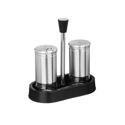 Набор для соли и перца 2шт. 16.6x8.5x17.5см, стекло, нерж.сталь, пластик, цвет серебро