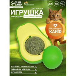 Игрушка для кошек с кошачьей мятой «Авокадо», 6 см, пластик, зелёная