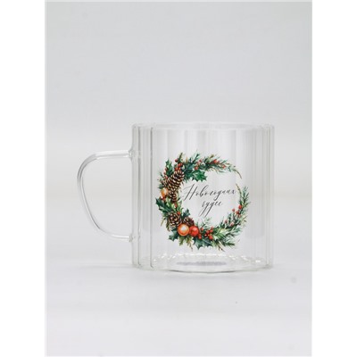 Кружка новогодняя стеклянная «Новогодних чудес», 650 мл