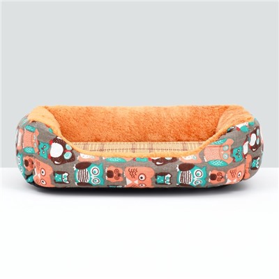 Лежанка для животных + ротанговый коврик, 45×30×15 см, бежево-серая