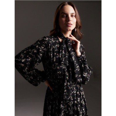 Платье с поясом миди женское MIST, размер 48, чёрное