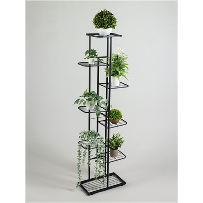 Подставка для цветов Greengo, 8 полок, 43×22×141 см, напольная, металл, чёрная