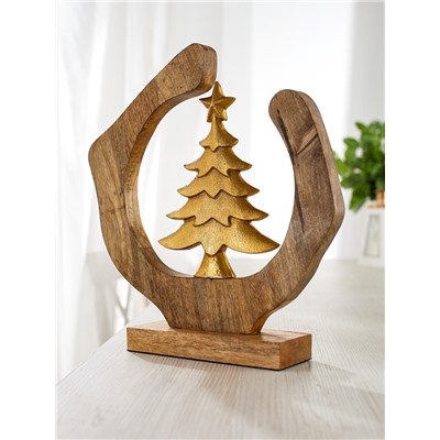 Сувенир интерьерный в деревянном кольце «Ёлочка», 30×8×33 см