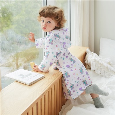 Халат детский муслиновый LoveLife «Единороги» (3 года, рост 98-104 см) 100% хлопок, 235 г/м²