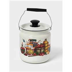 Бидон эмалированный, 3 л, с ручкой и крышкой, белый, рисунок МИКС