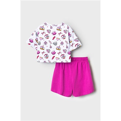 Комплект трикотажный для девочек: фуфайка (футболка), шорты PLAYTODAY, 1239769