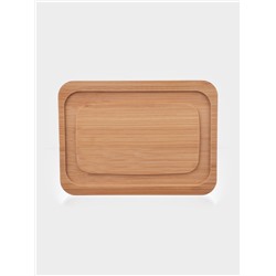 Маслёнка, 17.8×13×10 см, на бамбуковой подставке, стекло, прозрачная