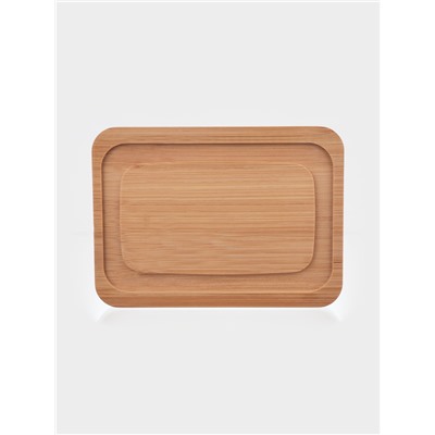 Маслёнка, 17.8×13×10 см, на бамбуковой подставке, стекло, прозрачная