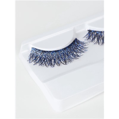 Ресницы накладные «Сияй», с блёстками, 14 мм, без клея, голубые