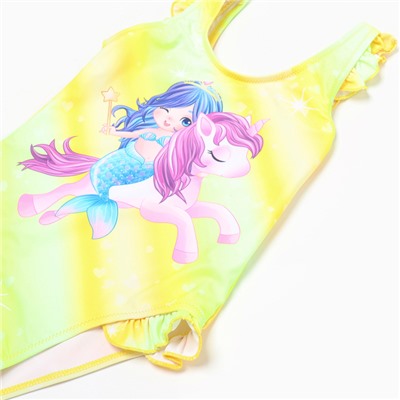 Купальник слитный для девочек, цвет жёлтый, рост 104-110 см