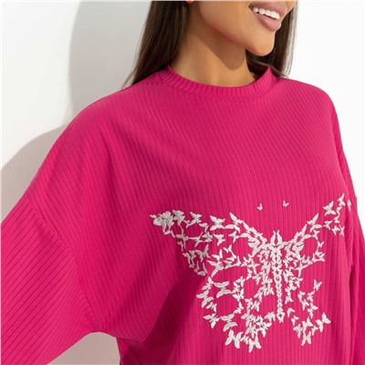 Свитшот в рубчик с вышивкой, Профессия – красавица