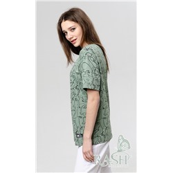Футболка "Лица" oversize оливка
