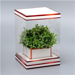 Коробка для цветов с вазой и PVC окнами складная, бронза, 16×23×16 см