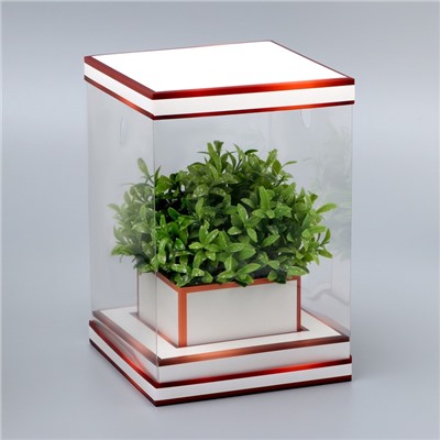 Коробка для цветов с вазой и PVC окнами складная, бронза, 16×23×16 см