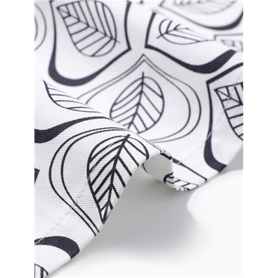 Дорожка на стол Этель Leaves 40×149 см, 100% хлопок, саржа 190 г/м², белая/чёрная